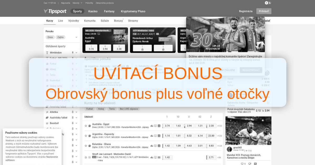 Tipsport Casino welcome bonus